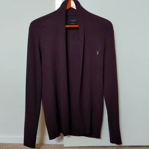 All Saints merino cardigan, L, Burgundy